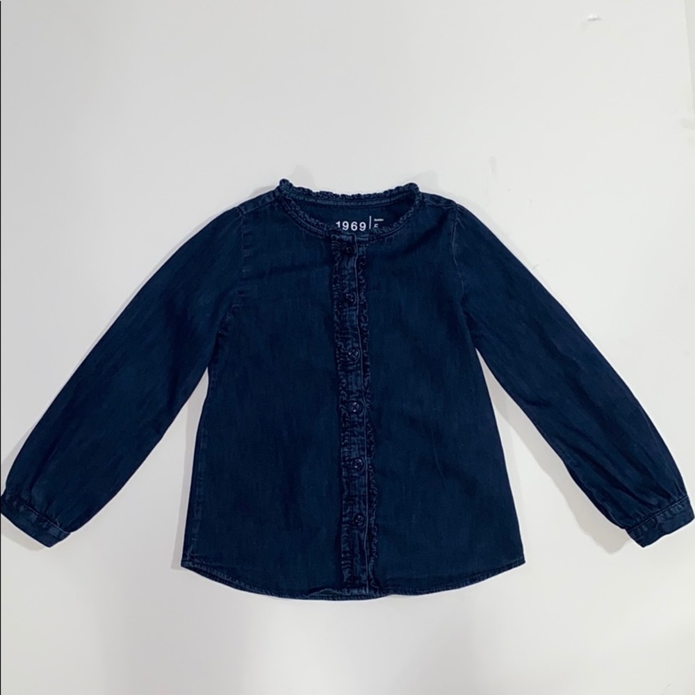 Baby Gap blue denim ruffled shirt